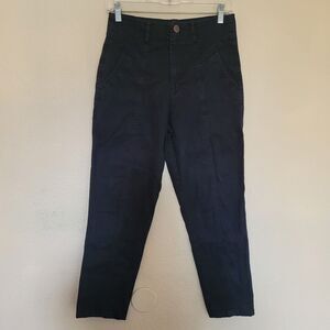 Lucy and Yak Chino Pants Womens 26 Black Organic Cotton Tapered Leg Pockets